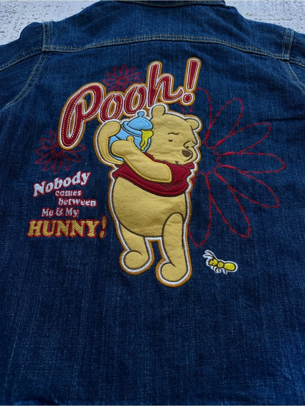 Kids vintage’s 90s Winnie the Pooh Denim Jacket Embroidered Back Patch Japanes - Picture 8 of 14